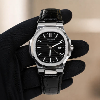 Patek Philippe Strap - Silver with Black Dial
