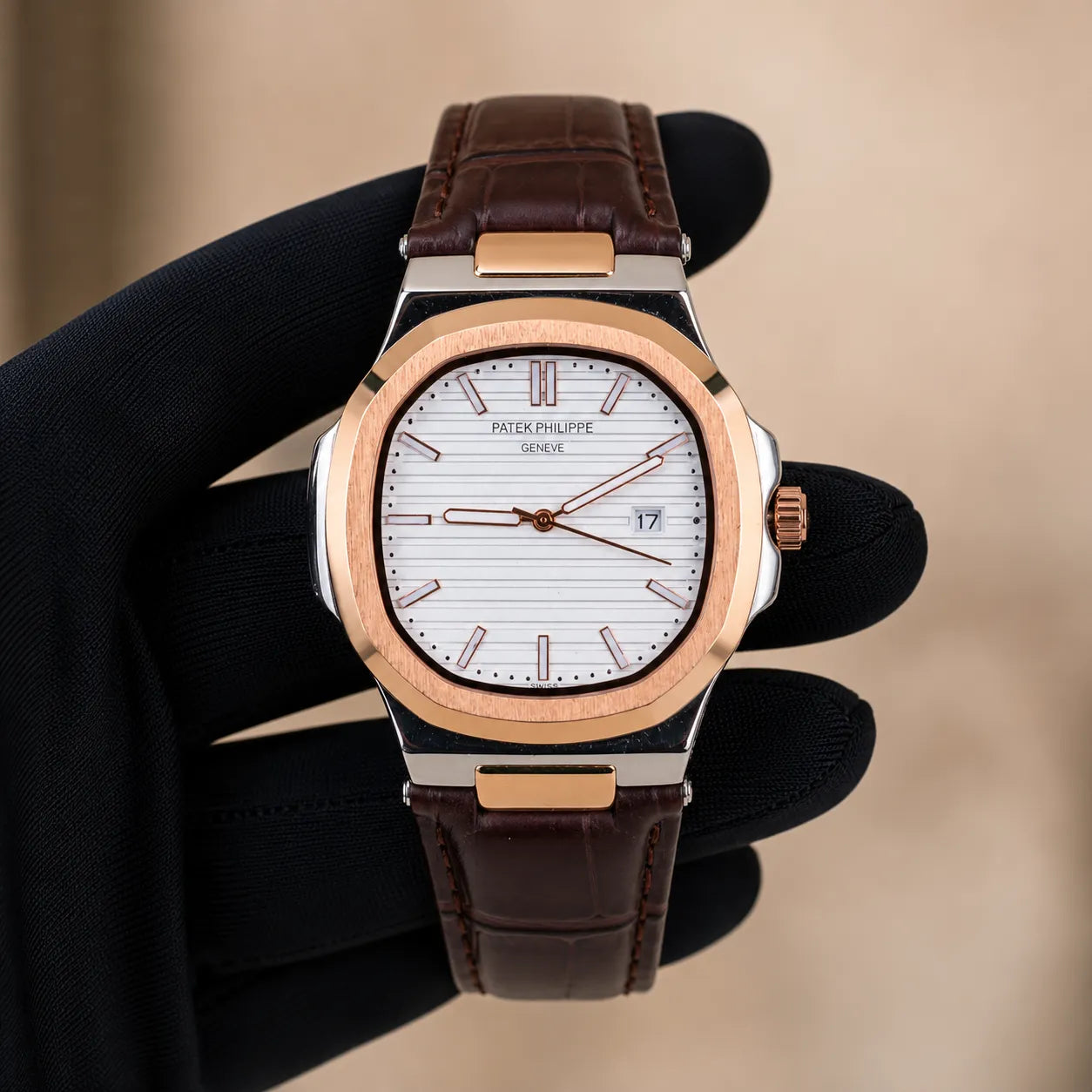 Patek Philippe Strap - Golden with White Dial