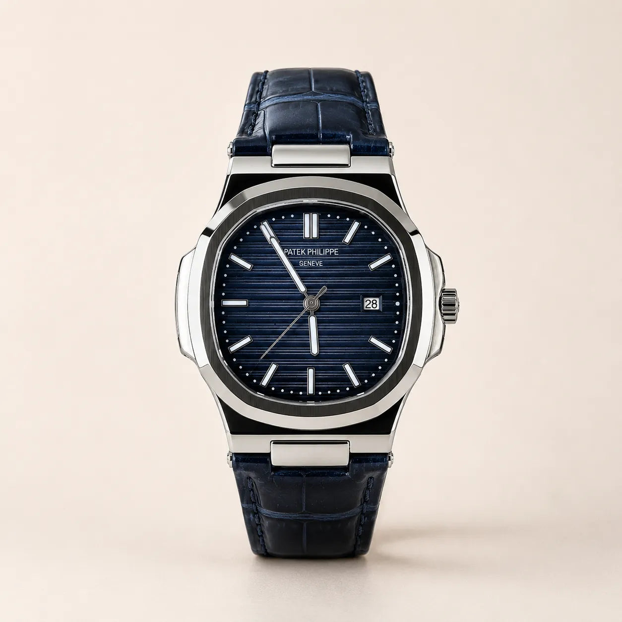Patek Philippe Strap - Silver with Blue Dial
