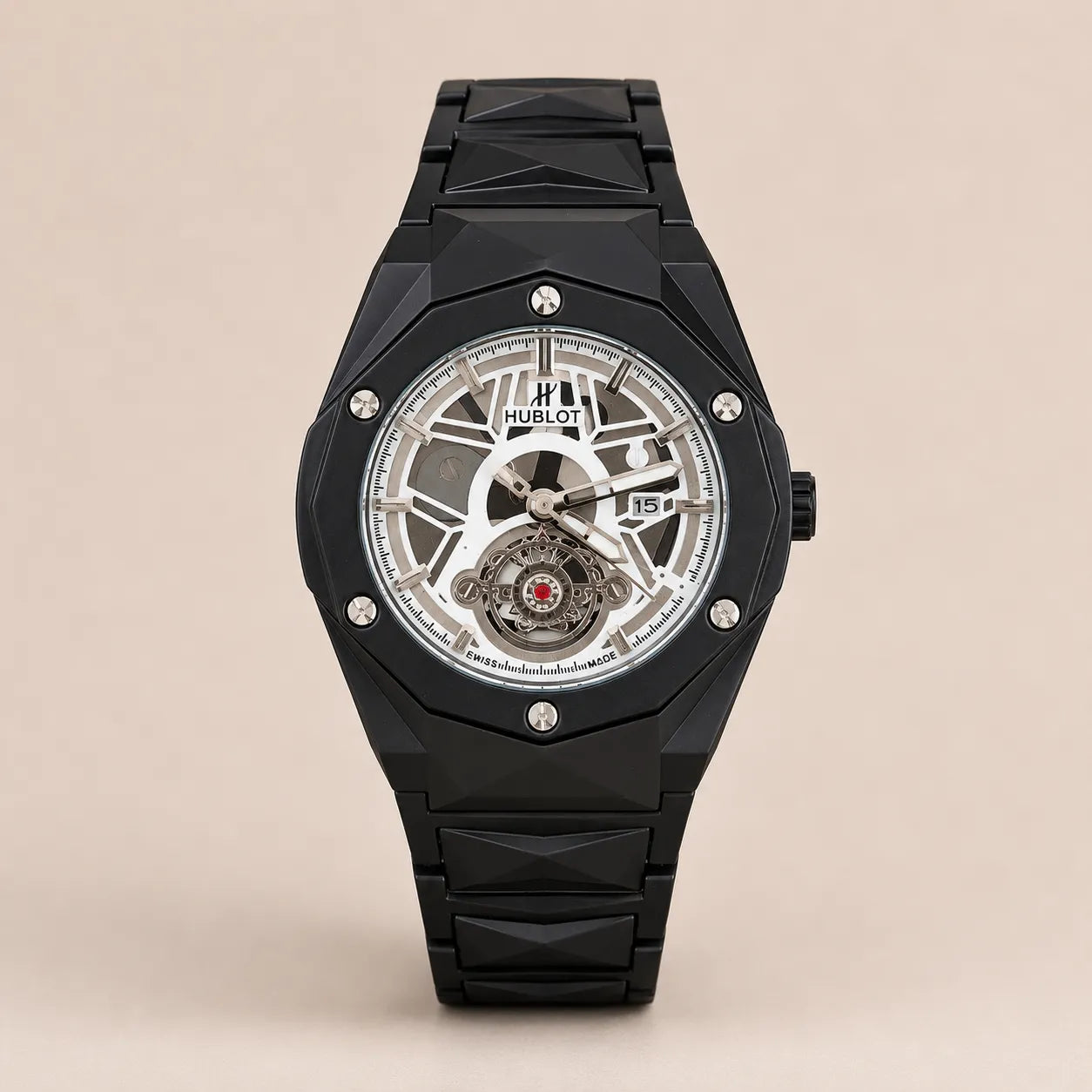Hublot Chain - Skeleton Black with White Dial