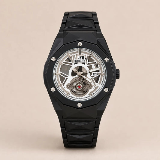 Hublot Chain - Skeleton Black with White Dial