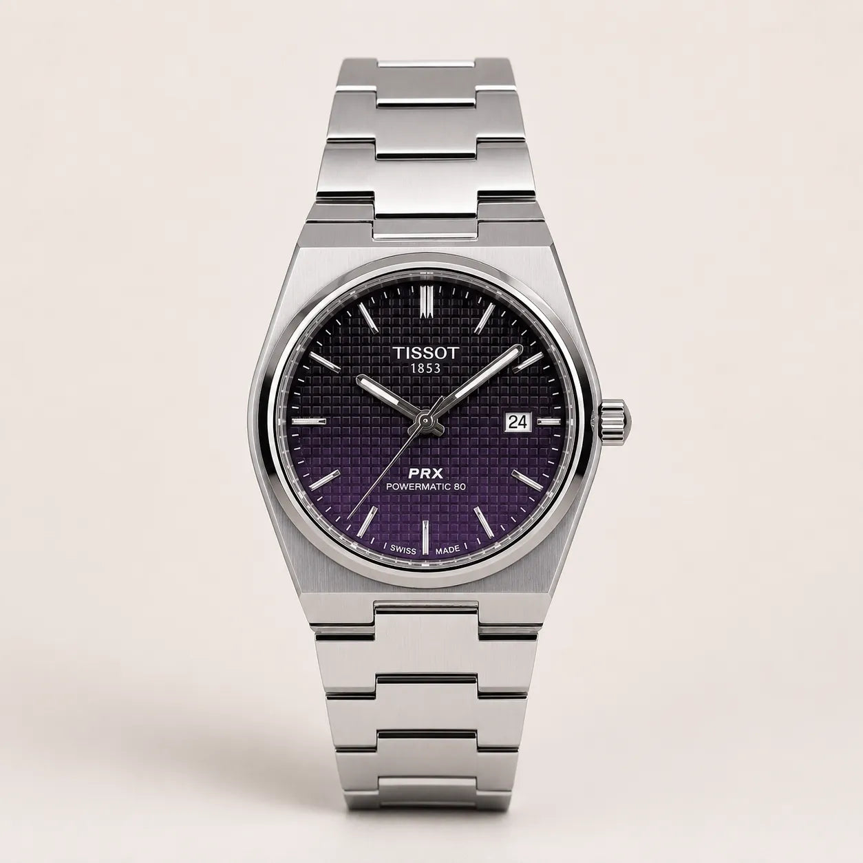 Tissot PRX - Silver with Purple Dial