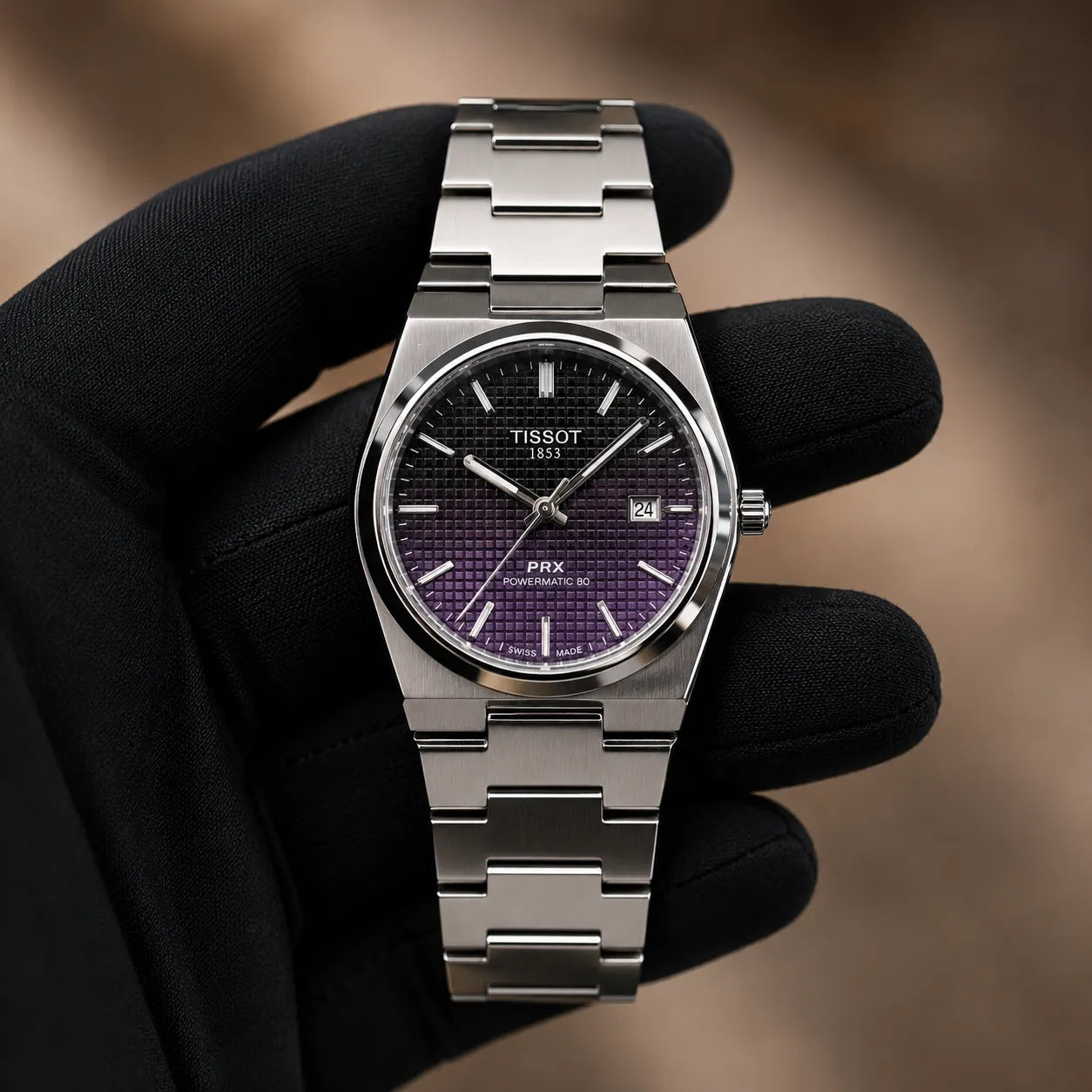 Tissot PRX - Silver with Purple Dial