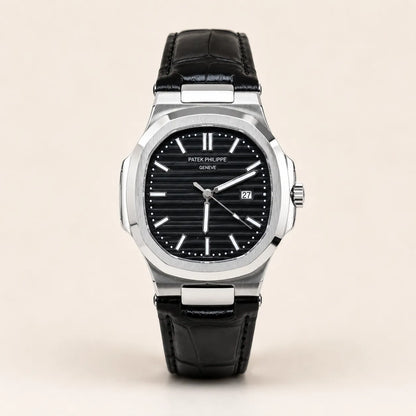 Patek Philippe Strap - Silver with Black Dial