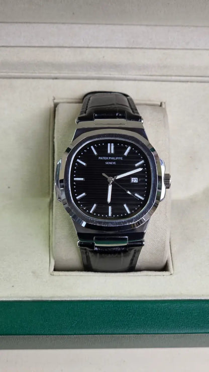 Patek Philippe Strap - Silver with Black Dial