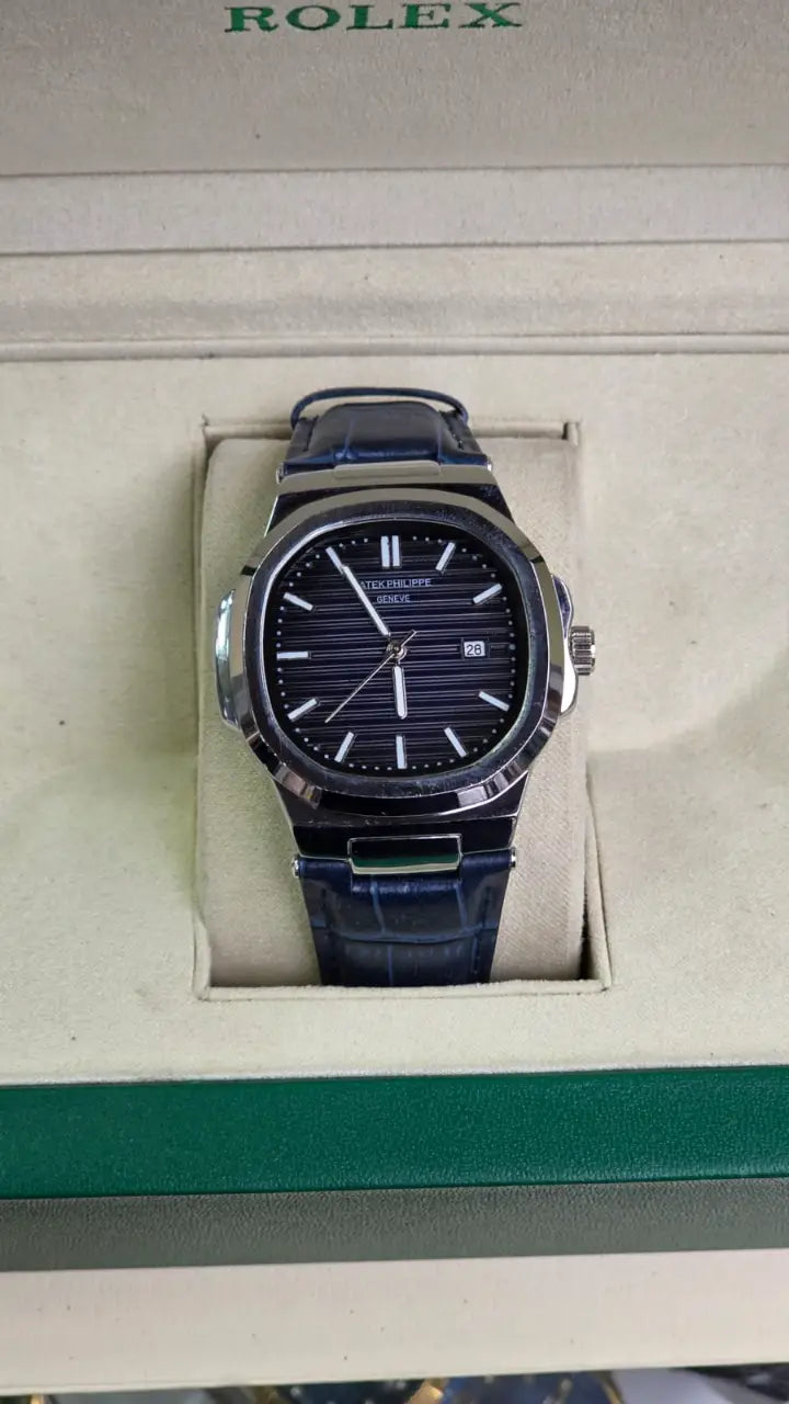 Patek Philippe Strap - Silver with Blue Dial