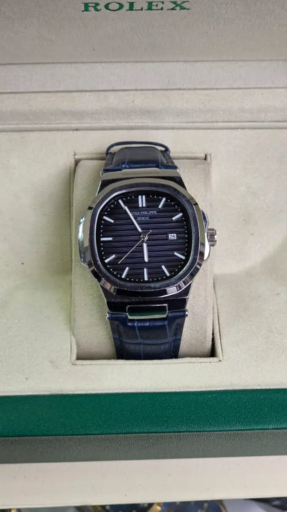 Patek Philippe Strap - Silver with Blue Dial